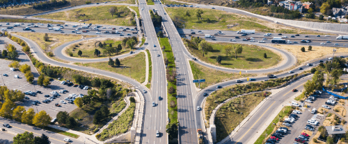 a set of highway on and off ramps