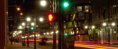 traffic with signal showing don't walk